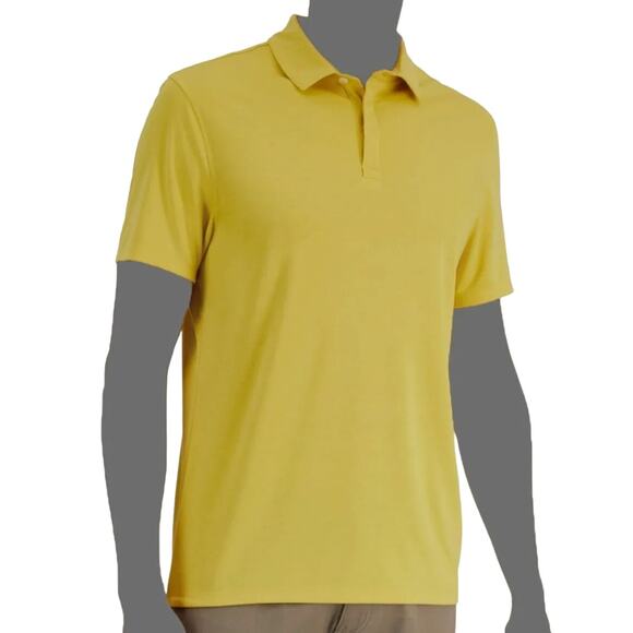 Alfani Mens Polo Shirt Short-Sleeve Button Stretch Alfa-Tech Medium Yellow $50 - Picture 1 of 4